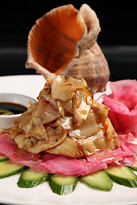 日式酱海螺芥末酱油高清图片