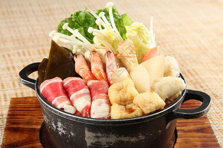 日式锅味噌海鲜锅背景