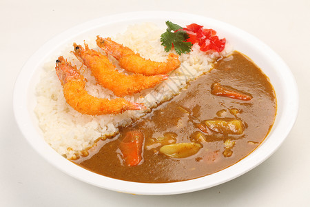 菜面包虾咖喱饭餐厅高清图片素材