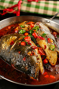 鱼头锅绿色食品鱼头锅高清图片