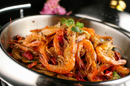 干锅虾蔬菜高清图片素材