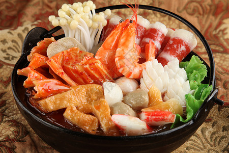 海鲜豆腐寿喜锅传统高清图片素材