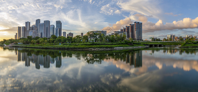 深圳前海自贸区深圳南山前海自贸区桂湾公园城市风光背景