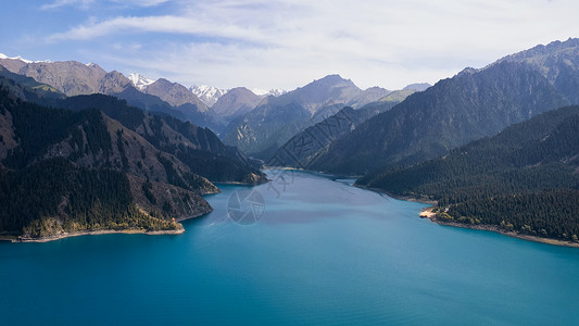 新疆天山天池湖景背景图片