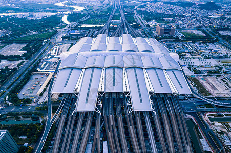 航拍广州南站高铁站全景基础建设国家建设图片