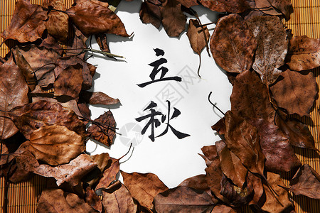 立秋节气传统中国风书法图片