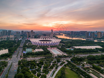 佛山世纪莲体育中心广东佛山世纪莲日落晚霞风光背景