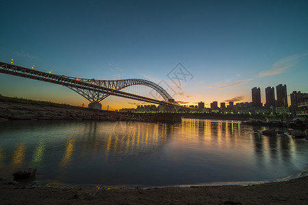 重庆城市风光日落时的桥梁日出日落高清图片素材