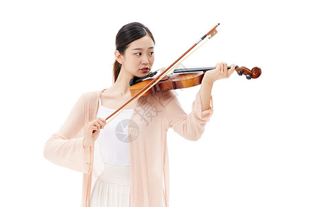 青年女性拉小提琴背景图片