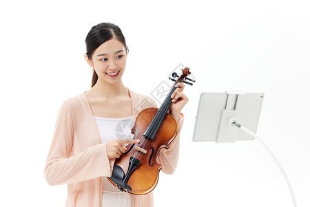 拉小提琴的女子线上教学录直播课程背景图片