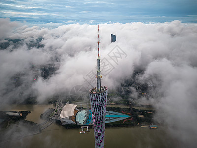 广东广州塔穿云航拍风光背景图片
