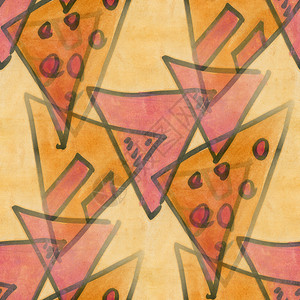 黄色艺术三角形图案三角形抽象无缝条图片