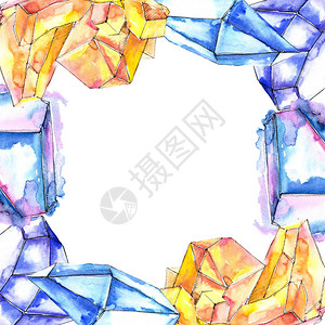 五颜六色的钻石岩首饰矿物框架边框装饰广场几何石英多边形水晶石马赛克形图片