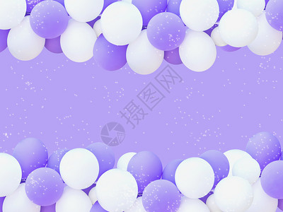 紫色背景上的一组白色和紫色气球图片