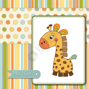 与长颈鹿的婴儿送礼会卡图片