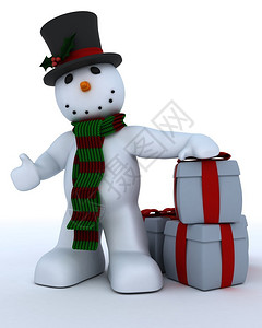 戴帽子和围巾的雪人3D背景图片