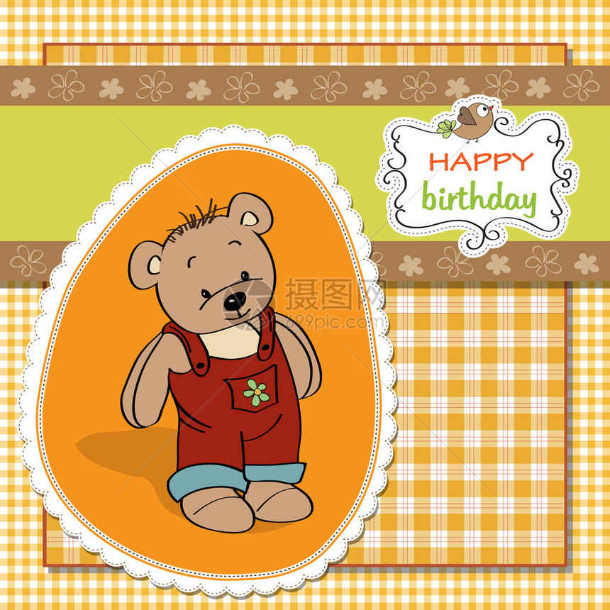 与泰迪熊的生日贺卡图片