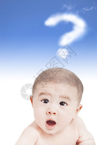 亚洲婴儿带问号图片