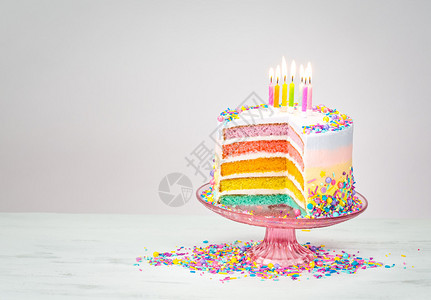 彩虹多彩生日蛋糕分层点图片