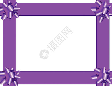 紫色丝带弓在白色背景紫色彩带边图片