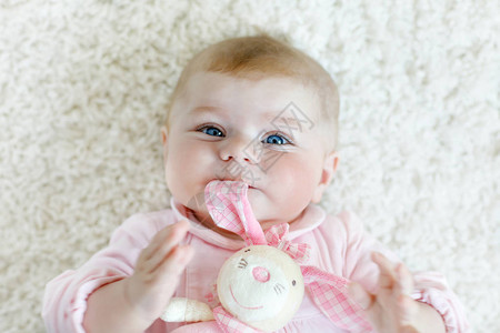 可爱的新生婴儿玩彩色柔和的毛绒玩具图片