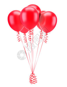 红色政党气球白色背景上隔离带图片