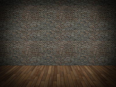 老砖墙和木地板3d图片