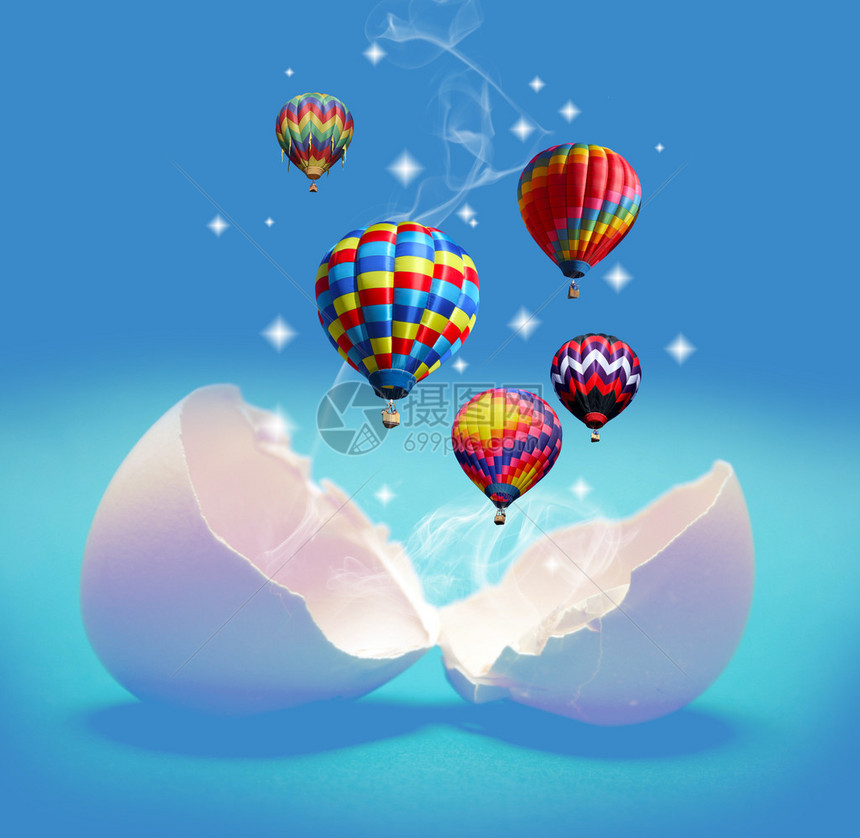 气球从破碎的鸡蛋中起飞是精神自由图片