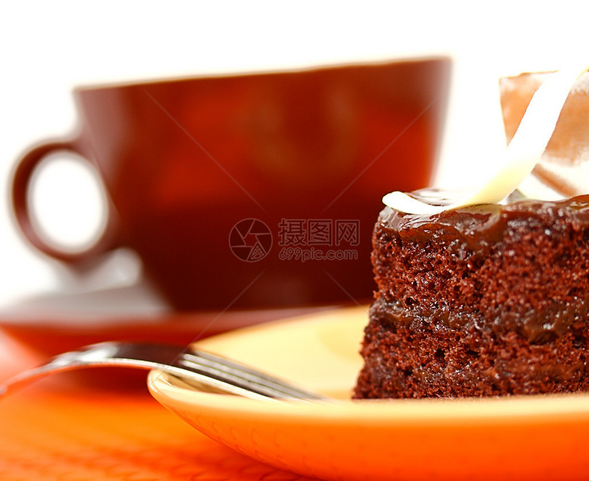 美味的巧克力蛋糕小菜早图片