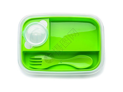 白色背景上的塑料饭盒图片