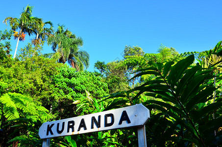 澳大利亚昆士兰州昆士兰州库兰达镇的木制路标图片