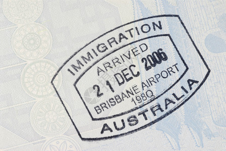 护照内页上的澳大利亚移民入境印章背景图片