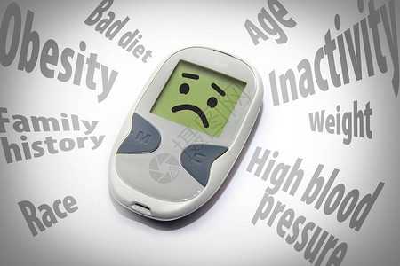指向血糖仪的糖尿病风险因素说明了健康危图片