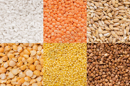 大米小麦豌豆小米荞麦和扁豆图片
