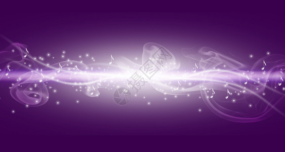 紫色音乐背景白色亮线和带点的音符图片
