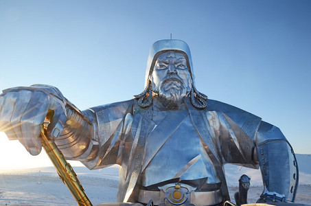 成吉思汗与传奇金鞭乌兰巴托附近的背景图片