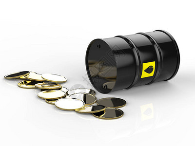 更便宜3d用金币渲染原油桶设计图片