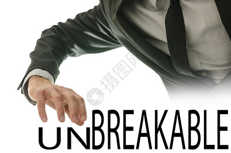 通过推开字母un将单词Unbreakable更改为Bre背景图片