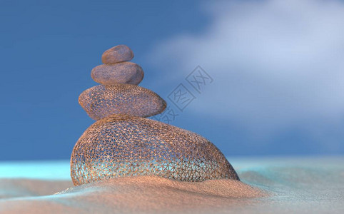 海滩的石块平衡图片