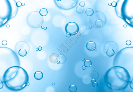蓝色背景上的肥皂泡抽象背景背景图片