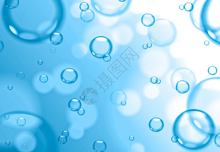 蓝色背景上的肥皂泡抽象背景背景图片