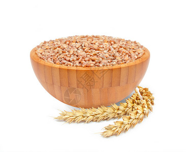 小麦在一个木碗中的小麦图片