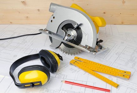 木匠工具和施工计划图片