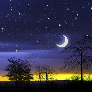 美丽的风景星空中的月亮图片