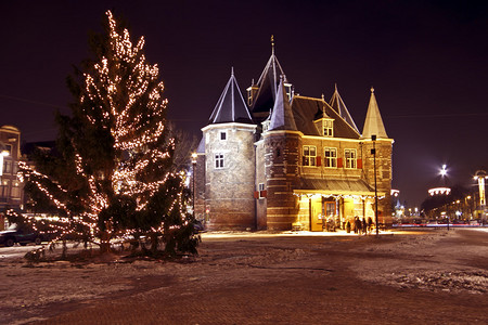 荷兰阿姆斯特丹大坝宫圣诞树图片