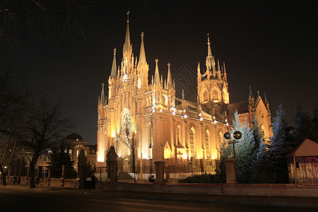 景观晚上城市教堂莫斯图片