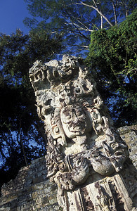 中美洲洪都拉斯科潘的废墟背景图片