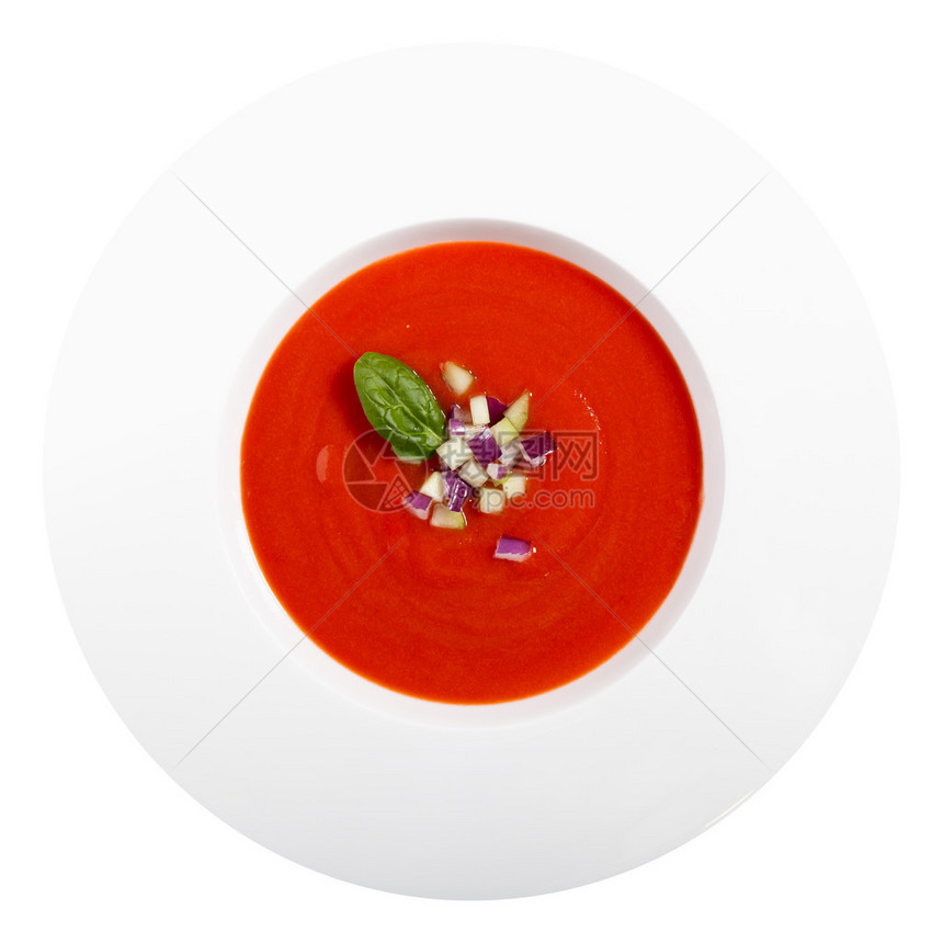 传统的番茄汤西班牙凉菜汤夏天的冷汤图片