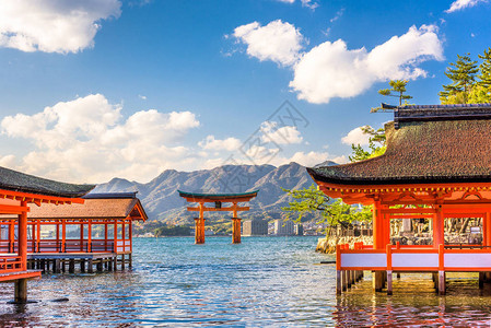 宫岛广岛日本浮动神社背景图片