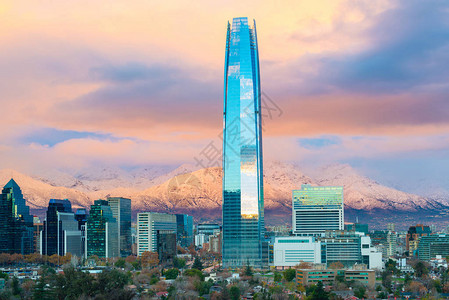 智利圣地亚哥的天际线高清图片